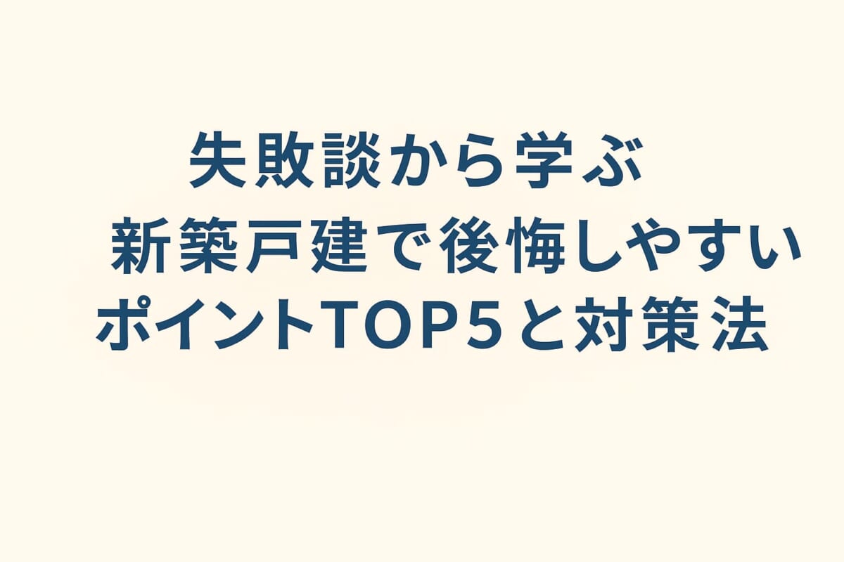 【新築戸建】失敗談から学ぶ｜後悔しやすいポイントTOP5と対策法